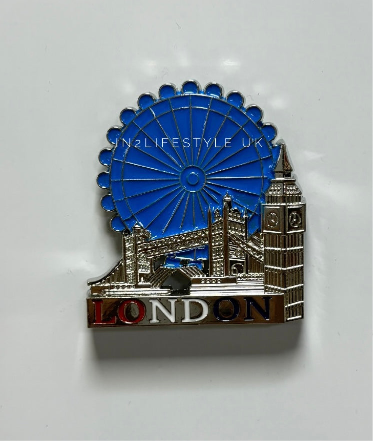 London Silver Metal Fridge Magnet MG136B