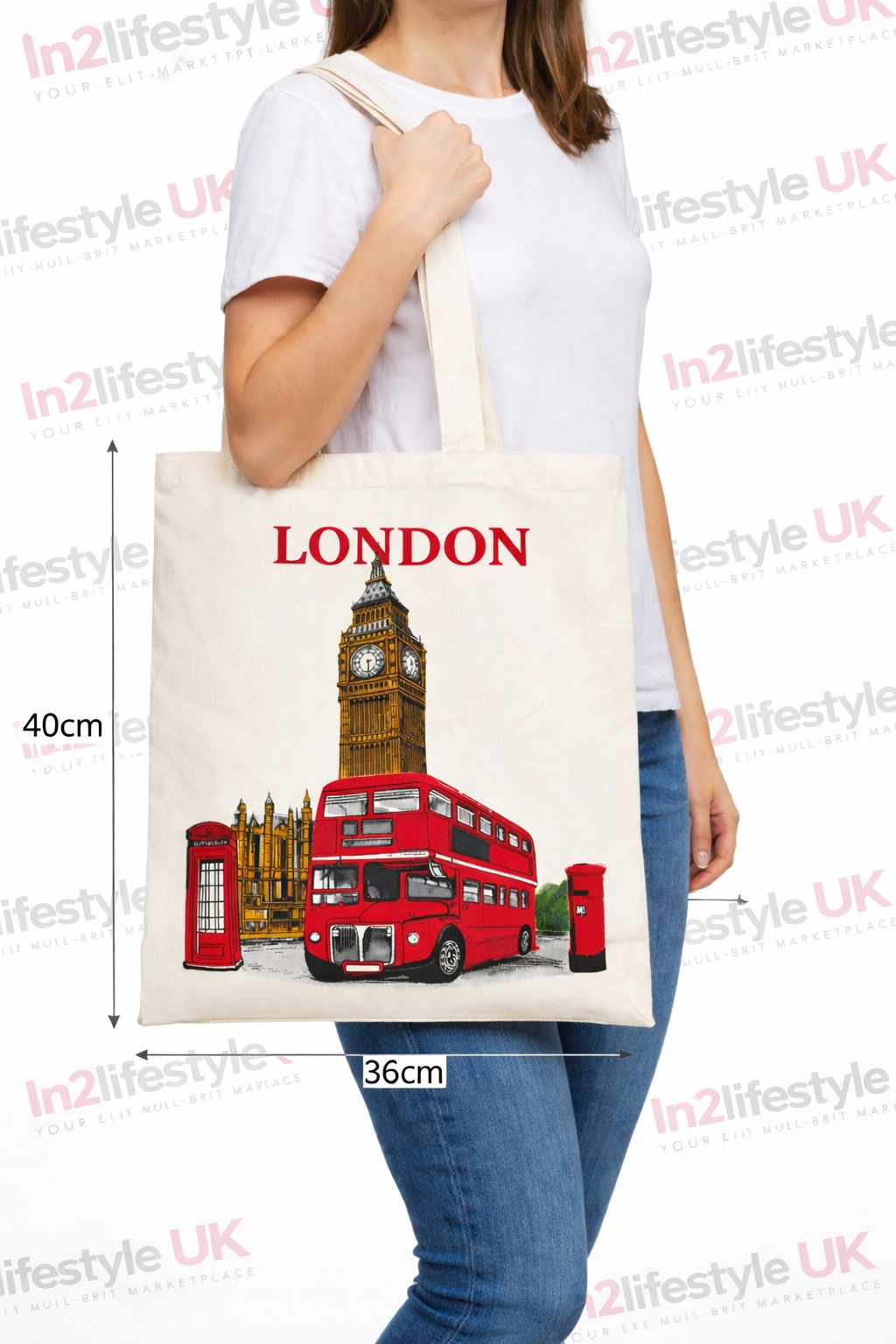 CTDS1 London Double Sided Print Tote Bag
