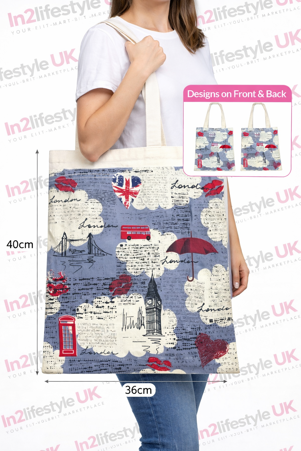 CTDS4 London Double Sided Print Tote Bag