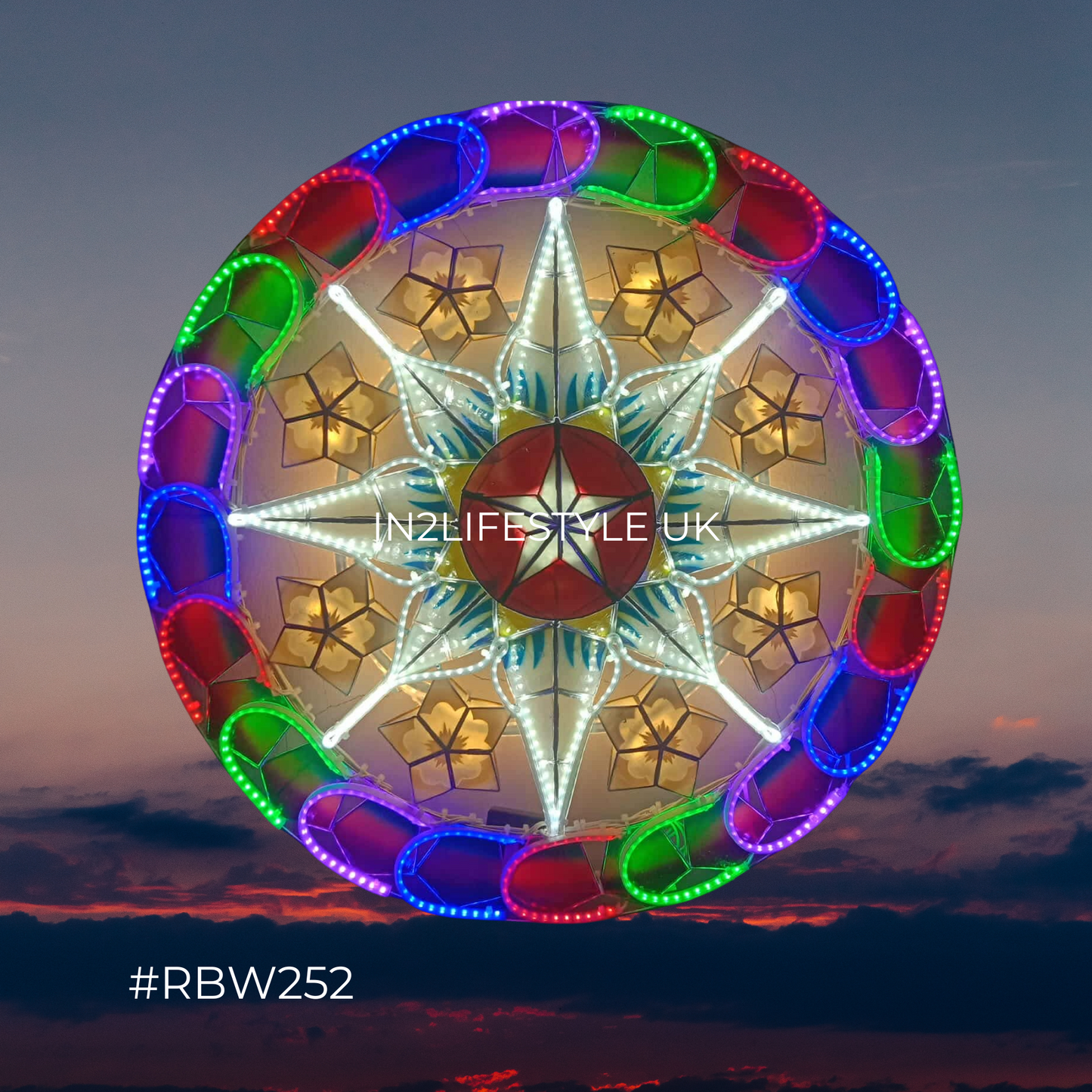 RBW252 Rainbow Capiz Christmas Parol (UKCA / CE Certified)