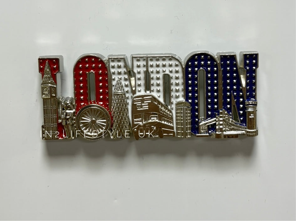 London Silver Metal Fridge Magnet MG100B