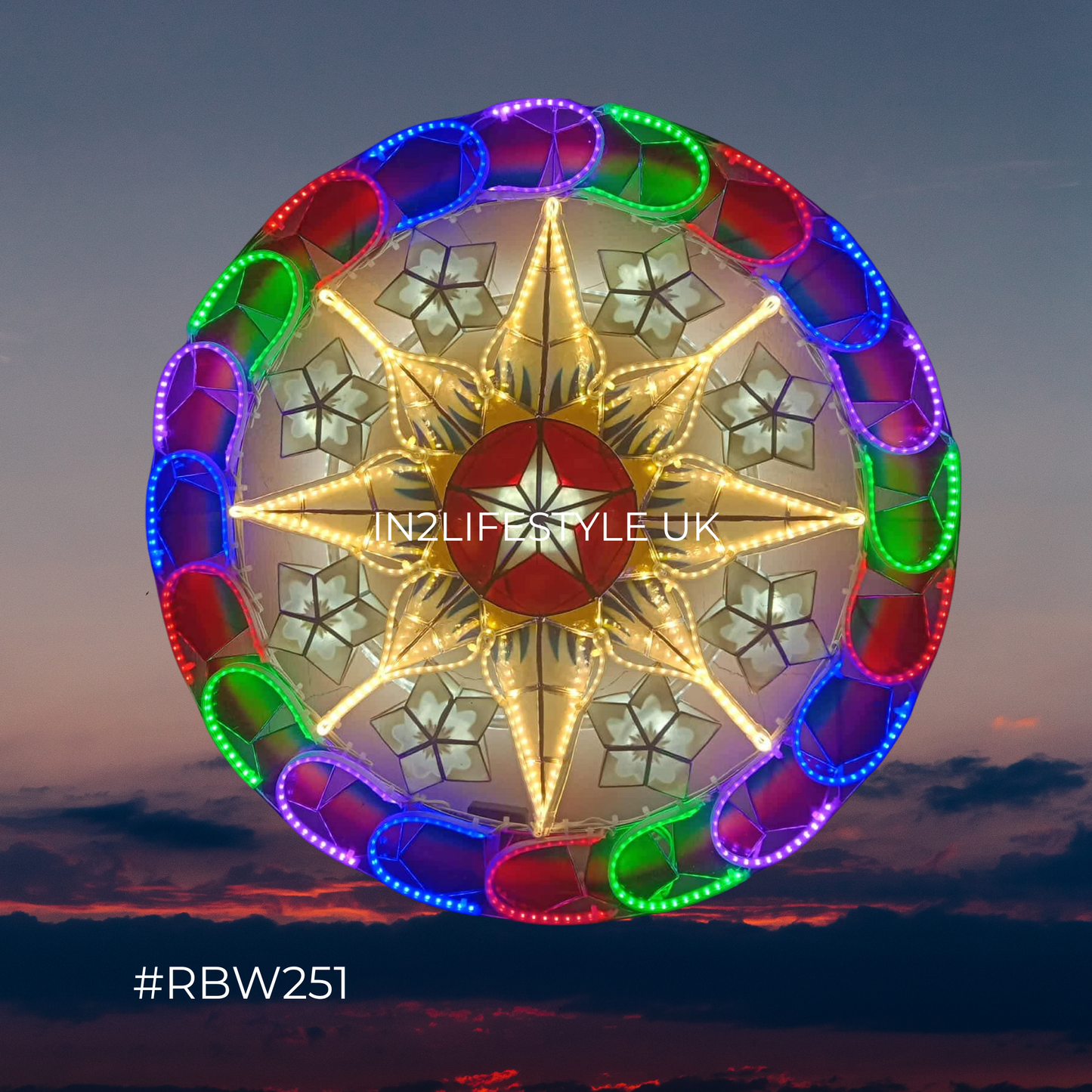 RBW251 Rainbow Capiz Christmas Parol (UKCA / CE Certified)