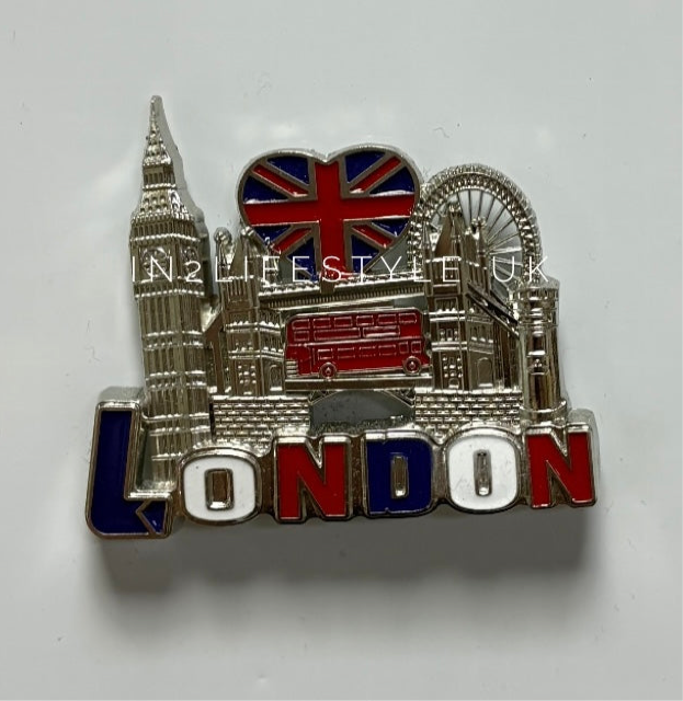 London Silver Metal Fridge Magnet MG134B