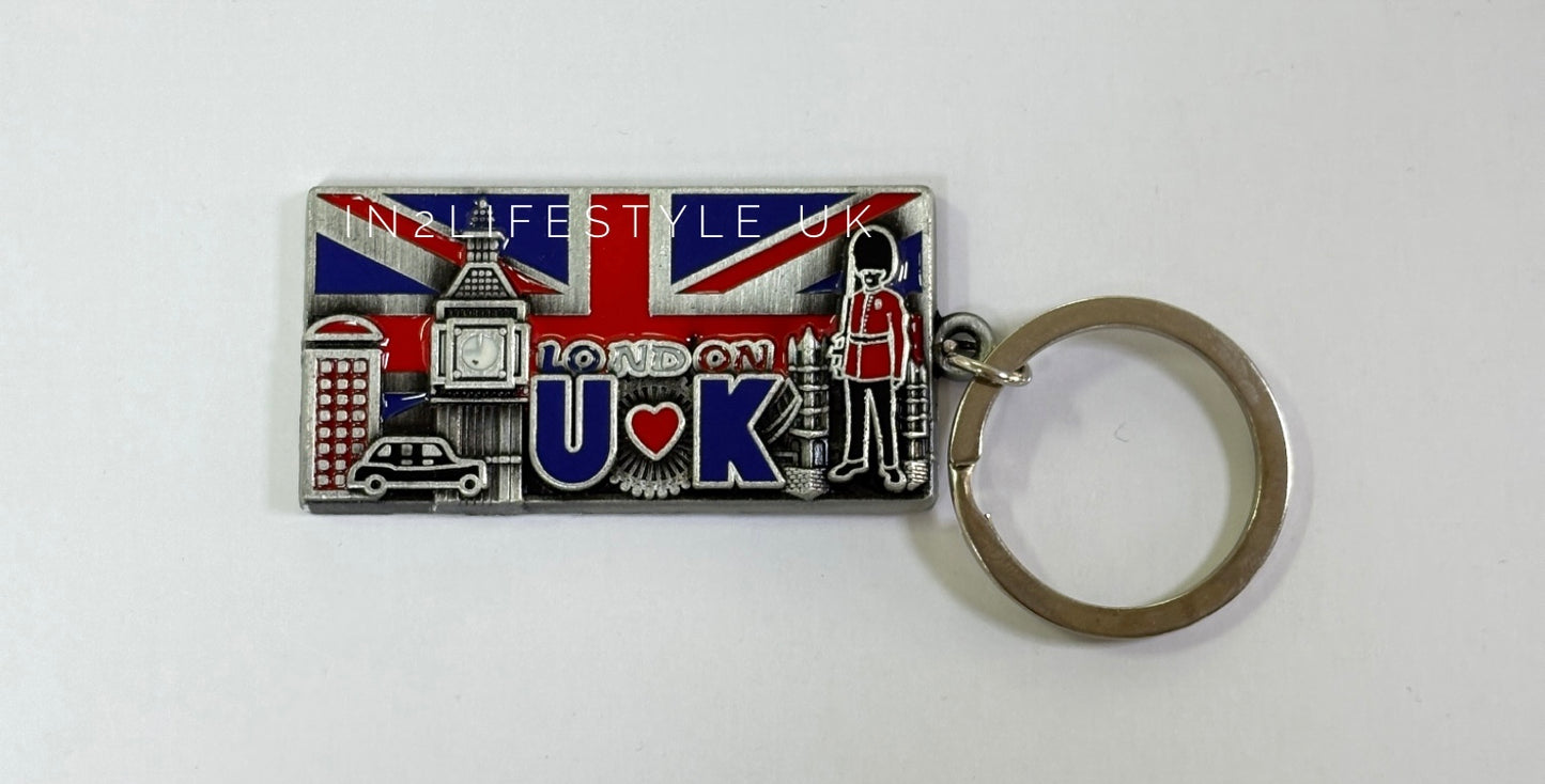 London Gunmetal Charm Keyring KR186E1