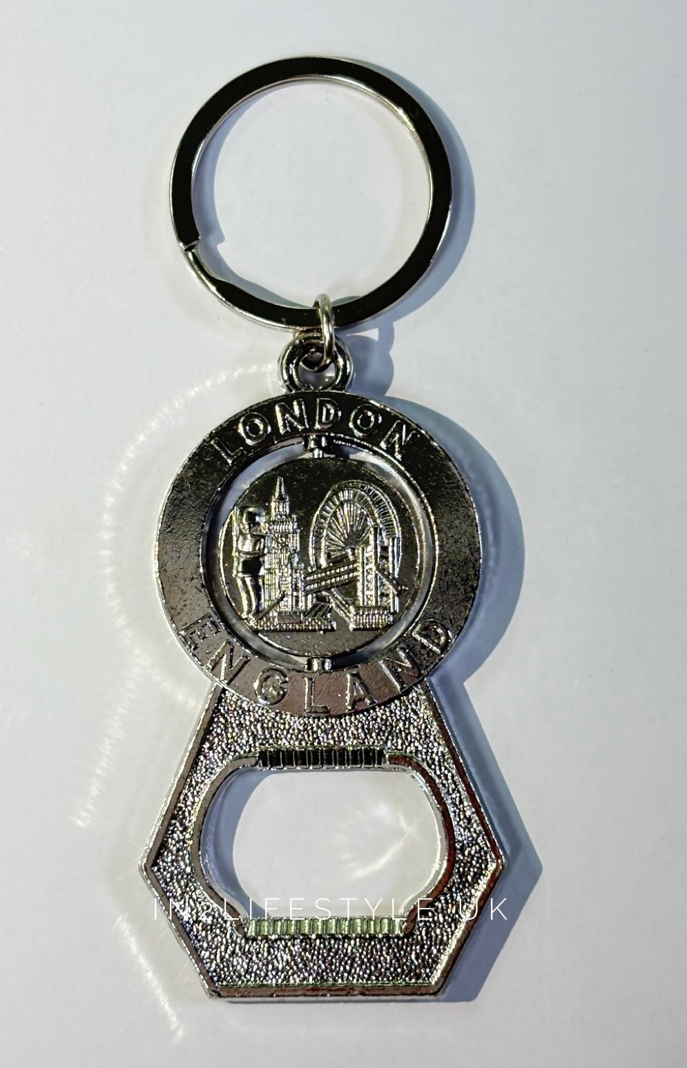 London Silver Bottle Opener Keyring KR105B