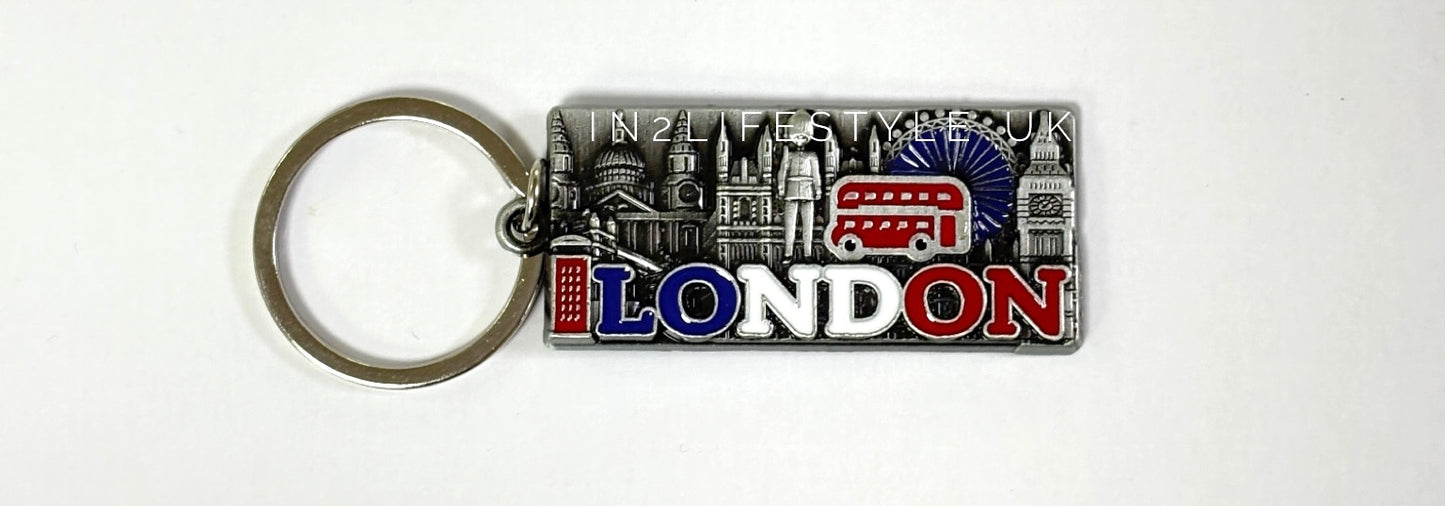 London Gunmetal Charm Keyring KR191E
