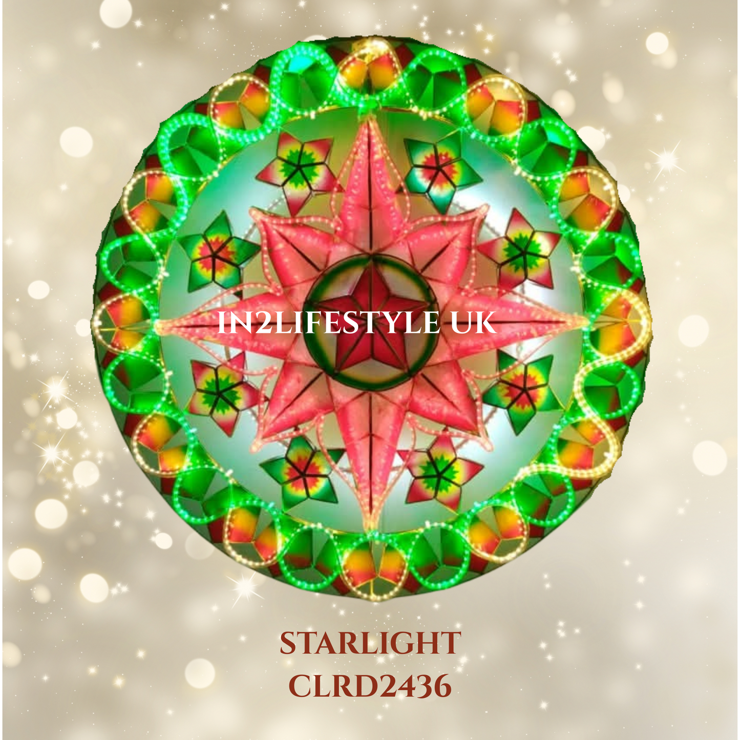 CLRD2436 Starlight Capiz Christmas Parol (UKCA / CE Certified)