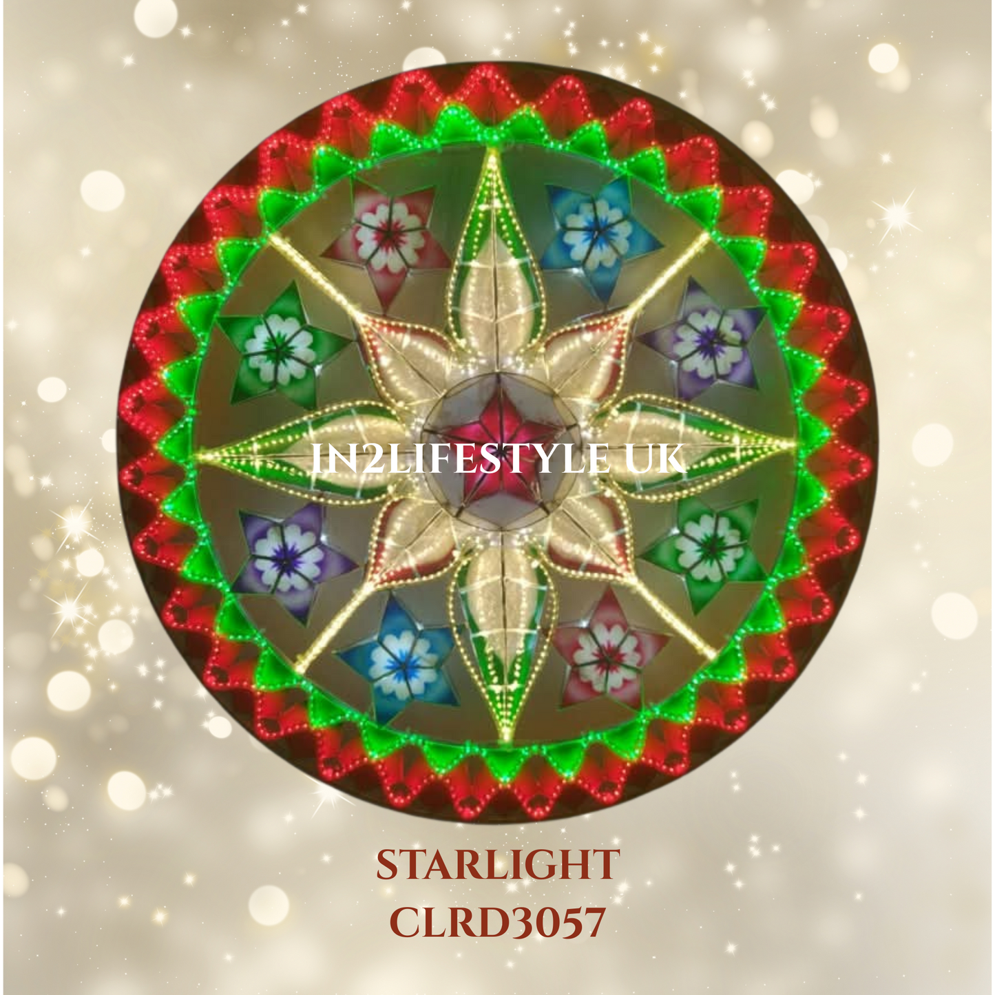 CLRD3057 Starlight Capiz Christmas Parol (UKCA / CE Certified)