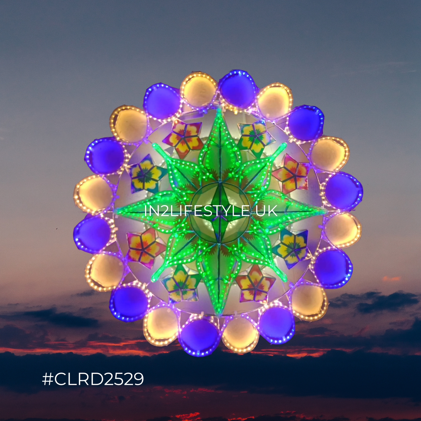 CLRD2529 Starlight Capiz Christmas Parol (UKCA / CE Certified)