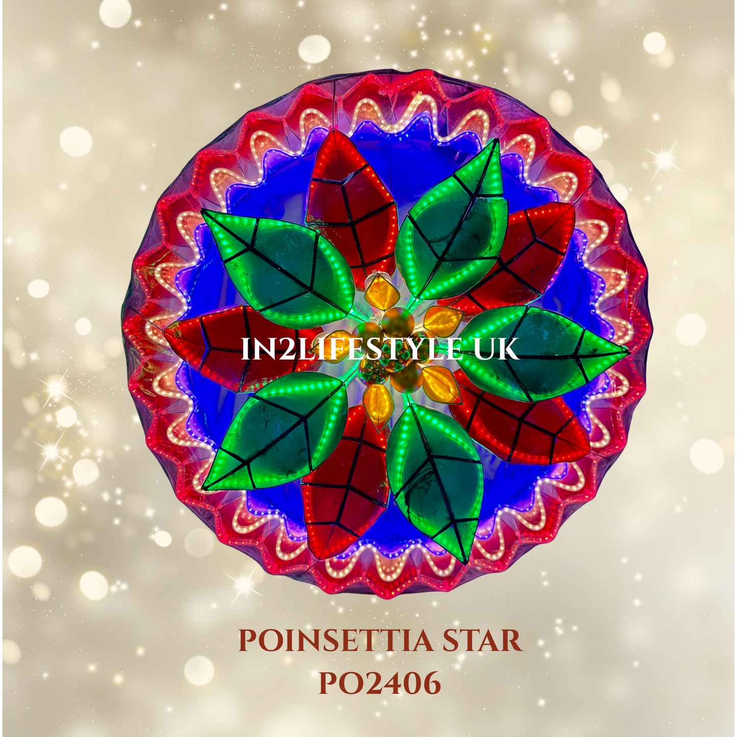 PO2406 Poinsettia Star Capiz Christmas Parol (UKCA / CE Certified)