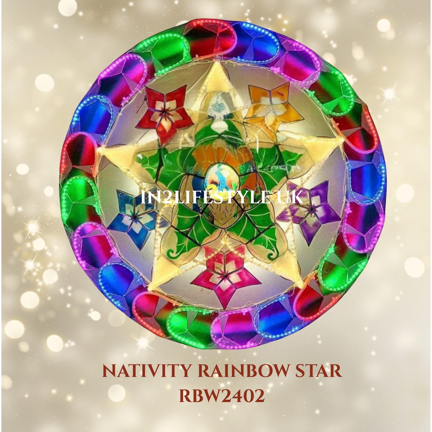 RBW2402 Nativity Rainbow Starlight Capiz Christmas Parol (UKCA / CE Certified)
