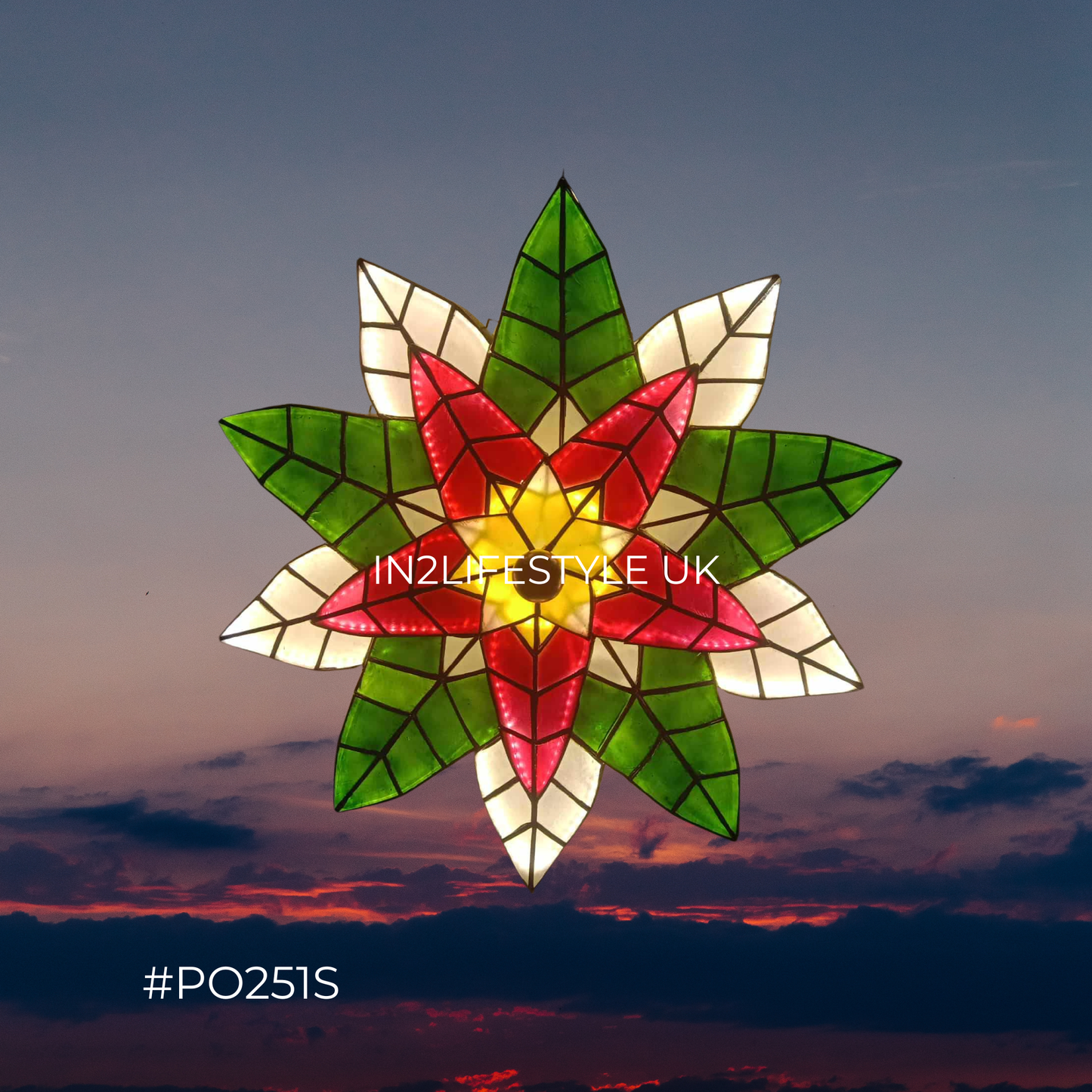 PO251S LIMITED EDITION Special Poinsettia Capiz Christmas Parol (UKCA / CE Certified)