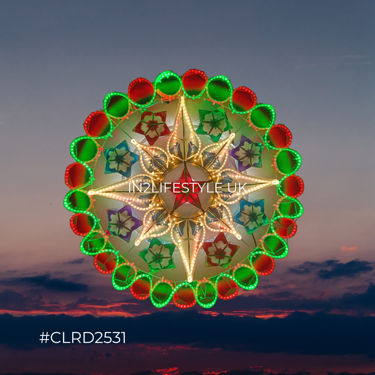 CLRD2531 Starlight Capiz Christmas Parol (UKCA / CE Certified)