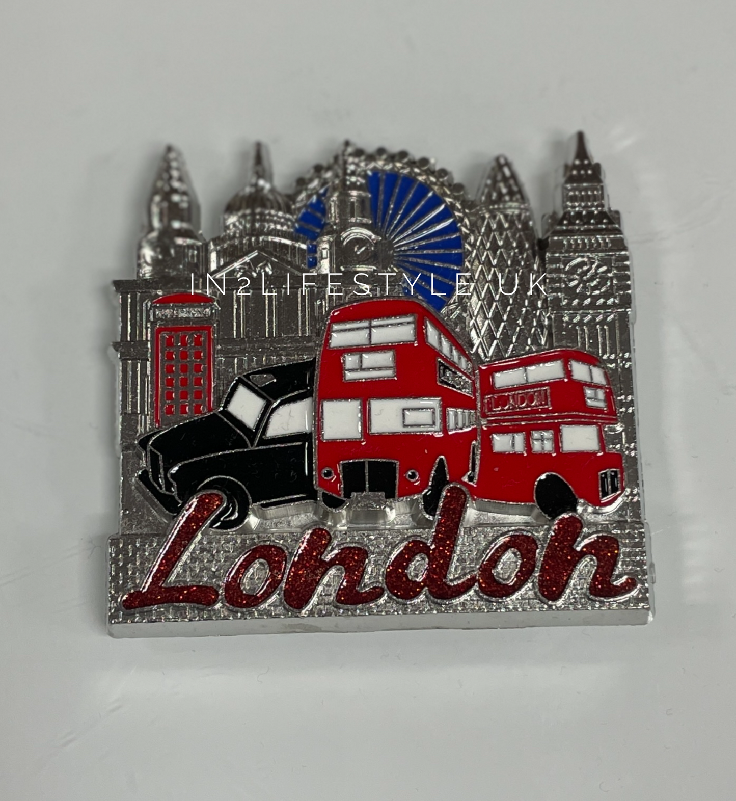 SILVER Metal London Fridge Magnets