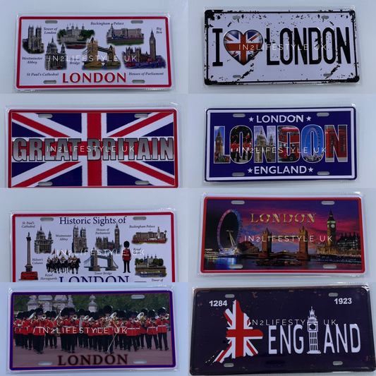 London Souvenir Car Plate Display