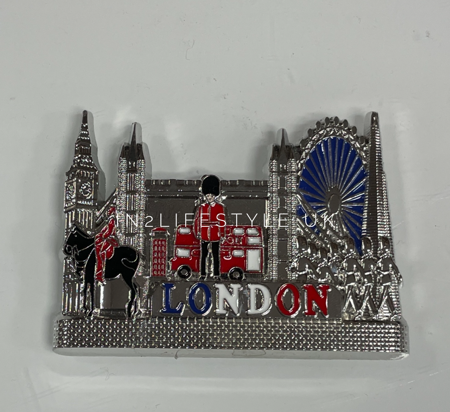 SILVER Metal London Fridge Magnets