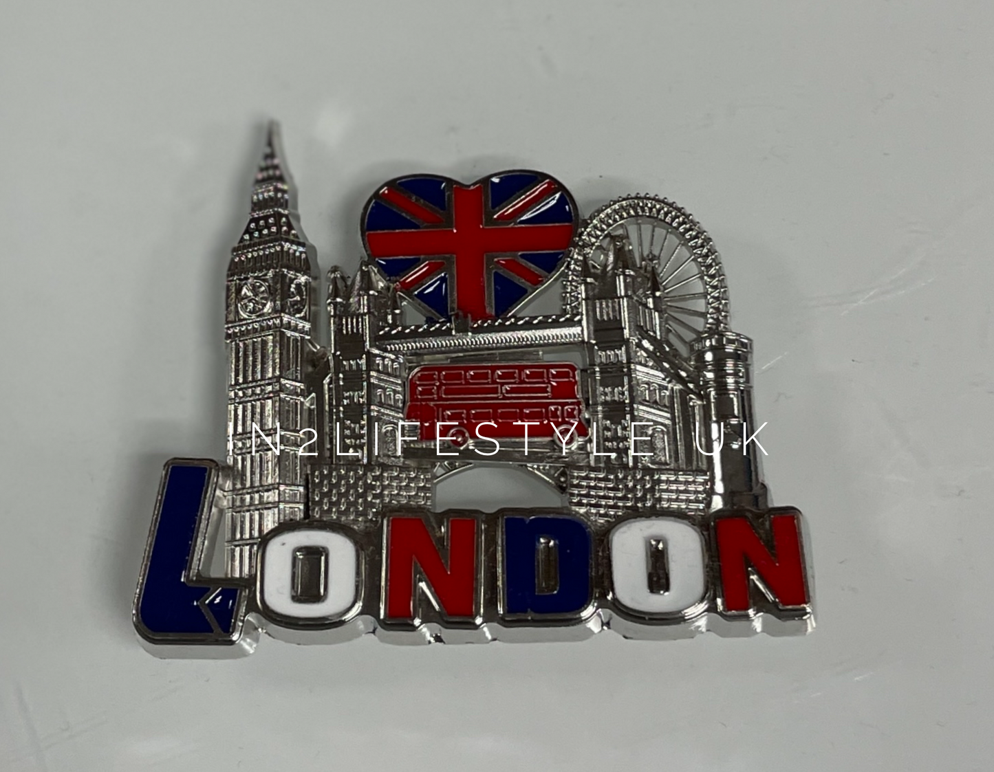 SILVER Metal London Fridge Magnets