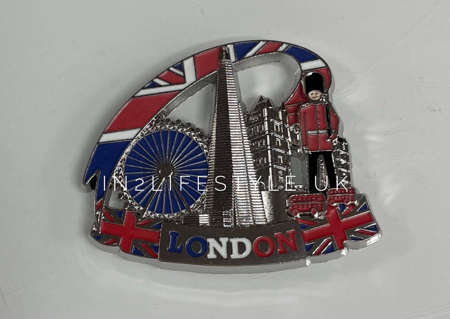 SILVER Metal London Fridge Magnets