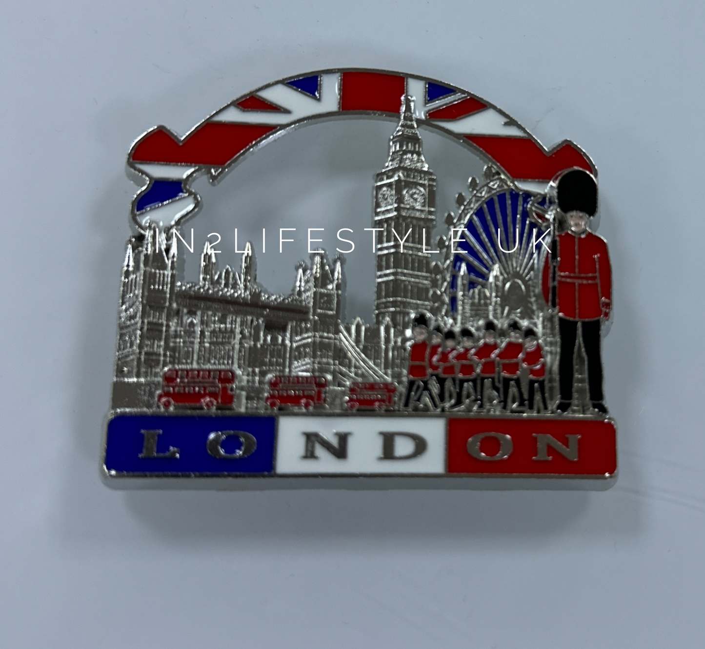 SILVER Metal London Fridge Magnets