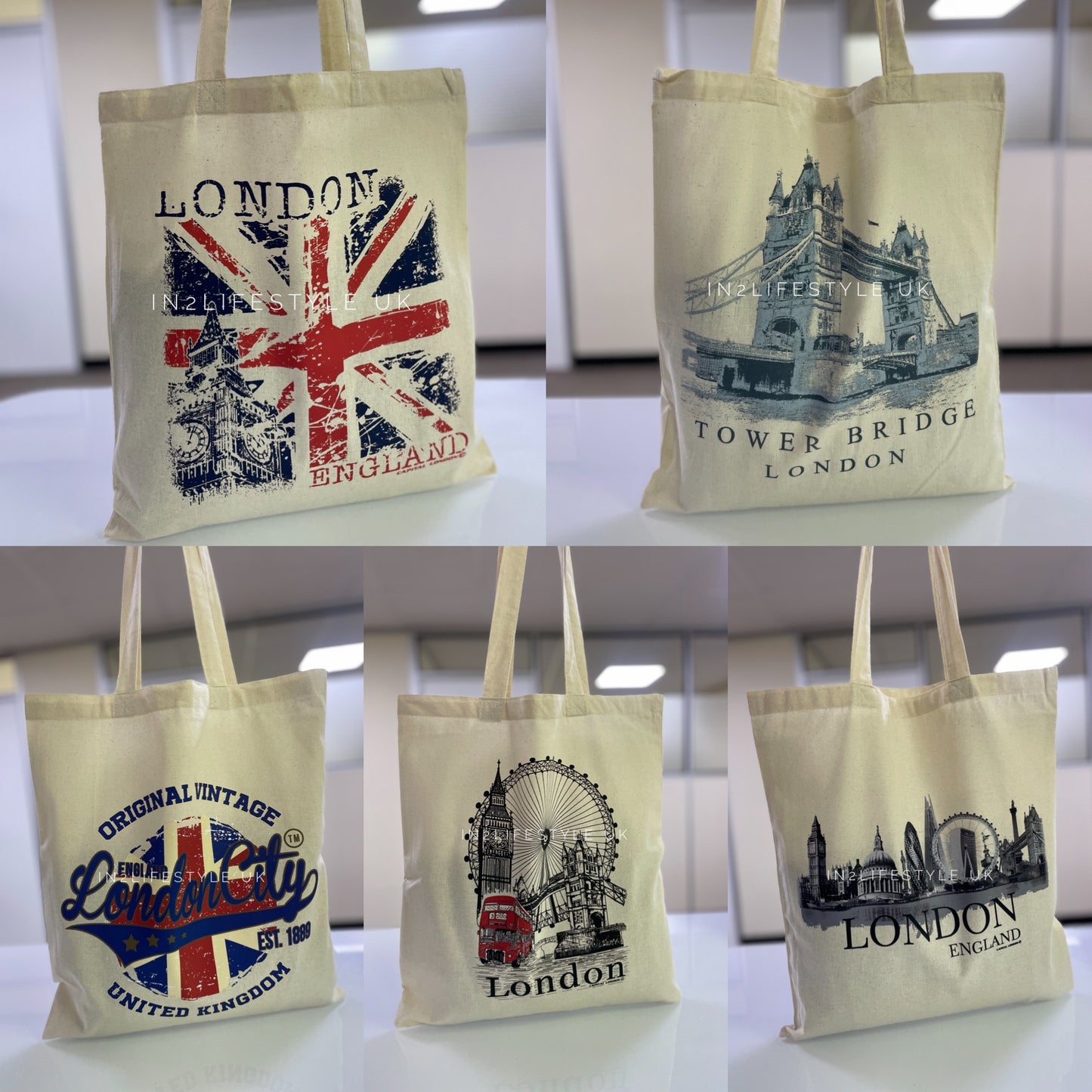 London Souvenir Cloth Tote Bags (no zipper)