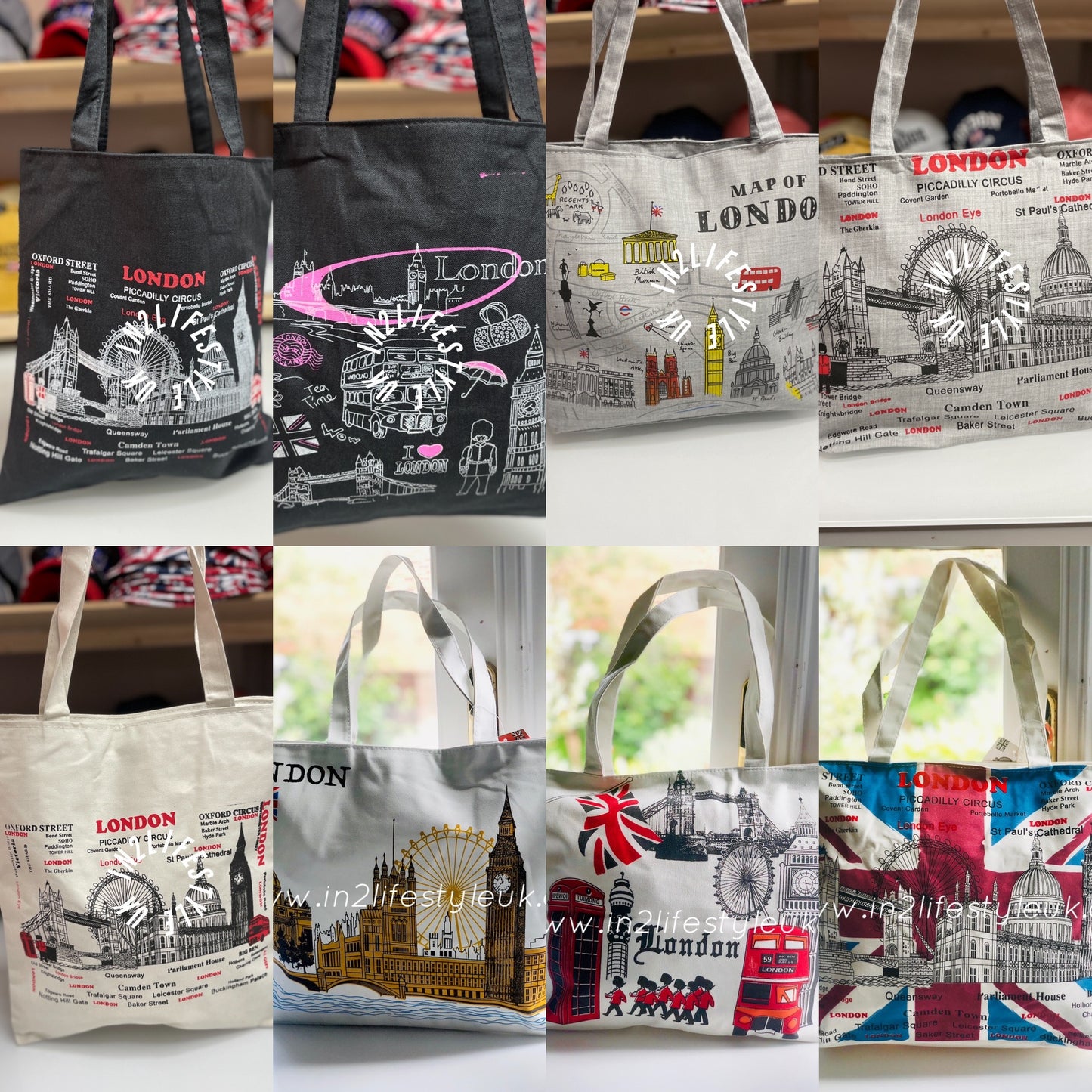 10pcs for £55 London Sight Tote Bags with Zipper