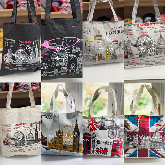 Iconic London Tote Bags with Zipper