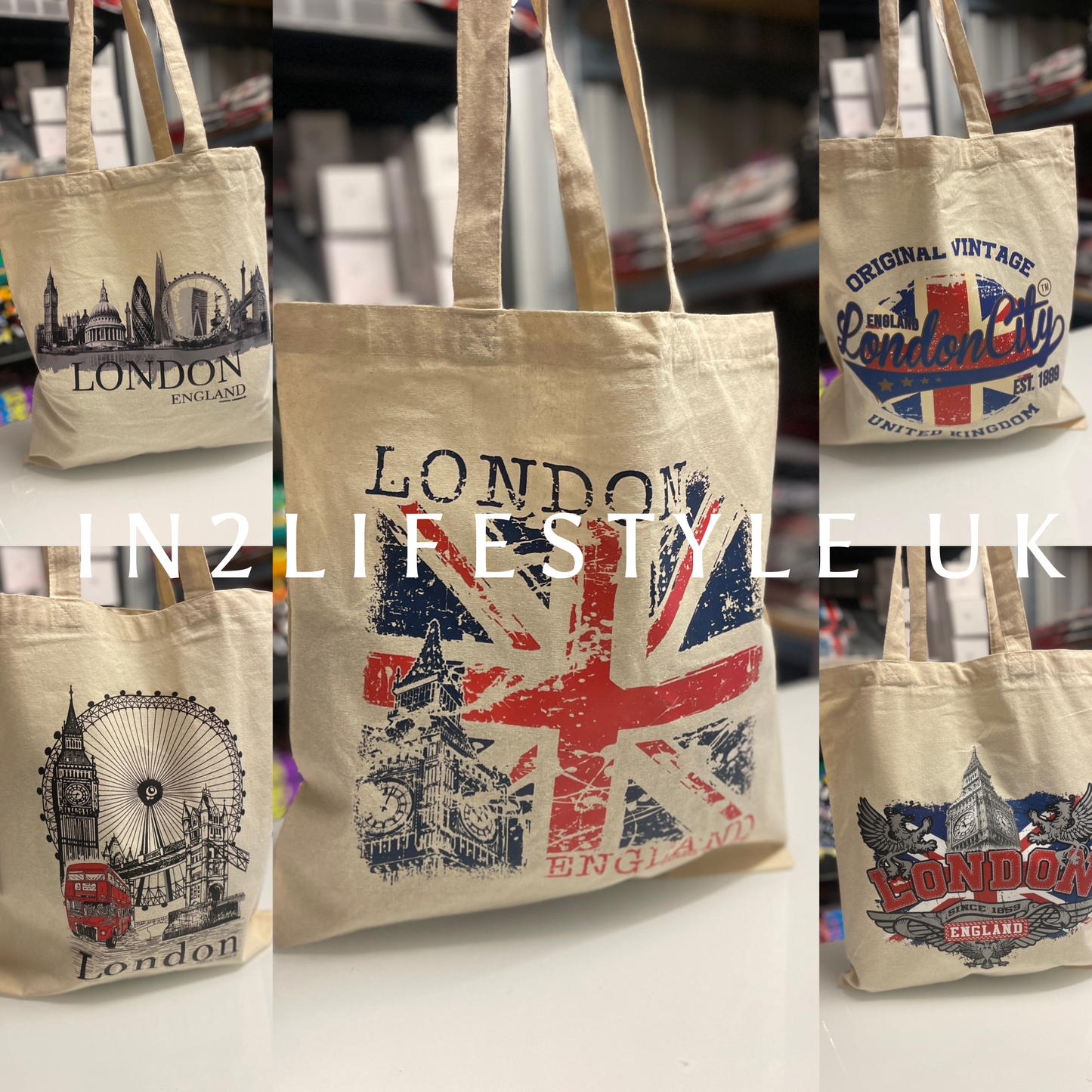 London Souvenir Cloth Tote Bags (no zipper)