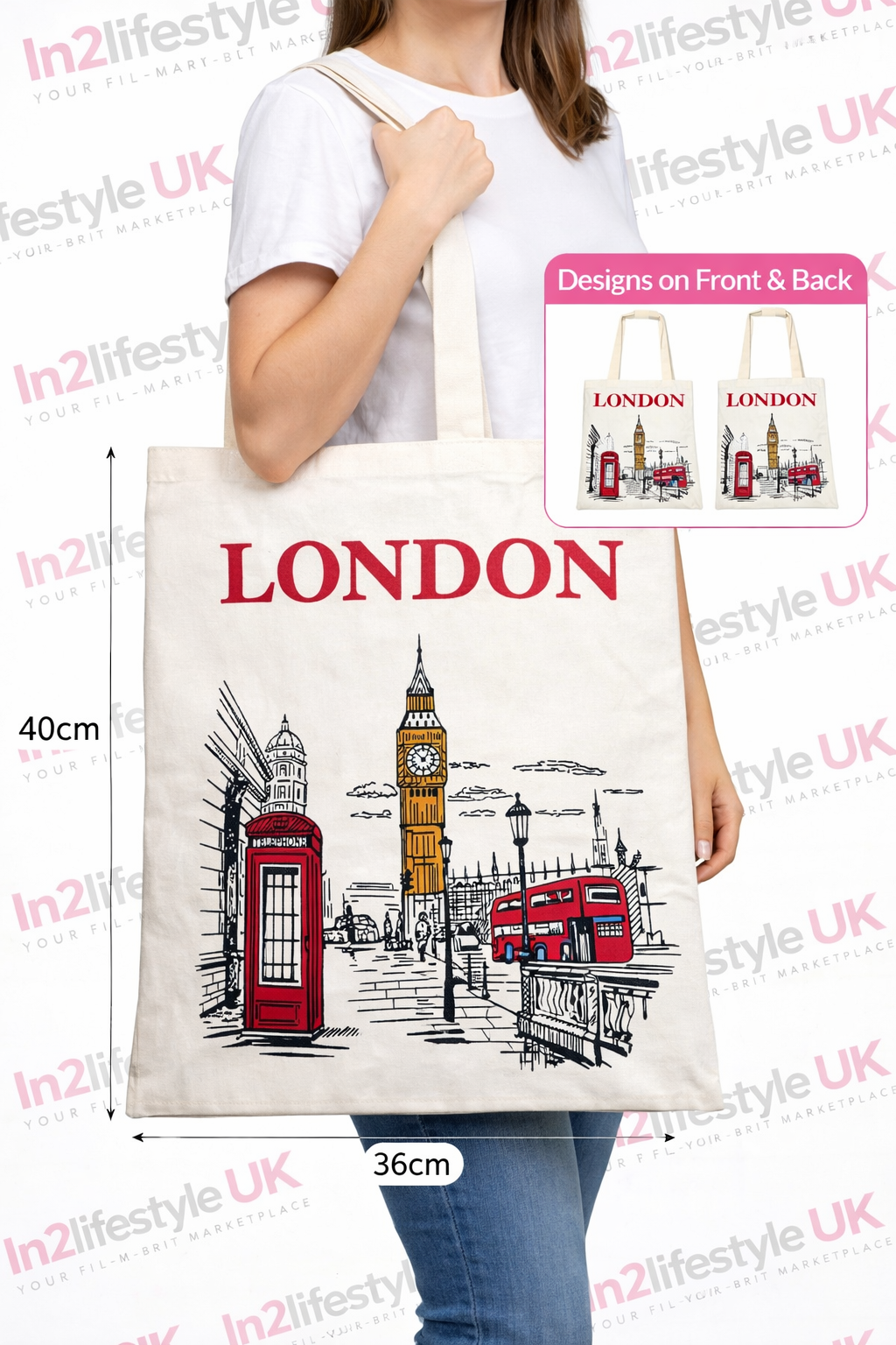 CTDS2 London Double Sided Print Tote Bag