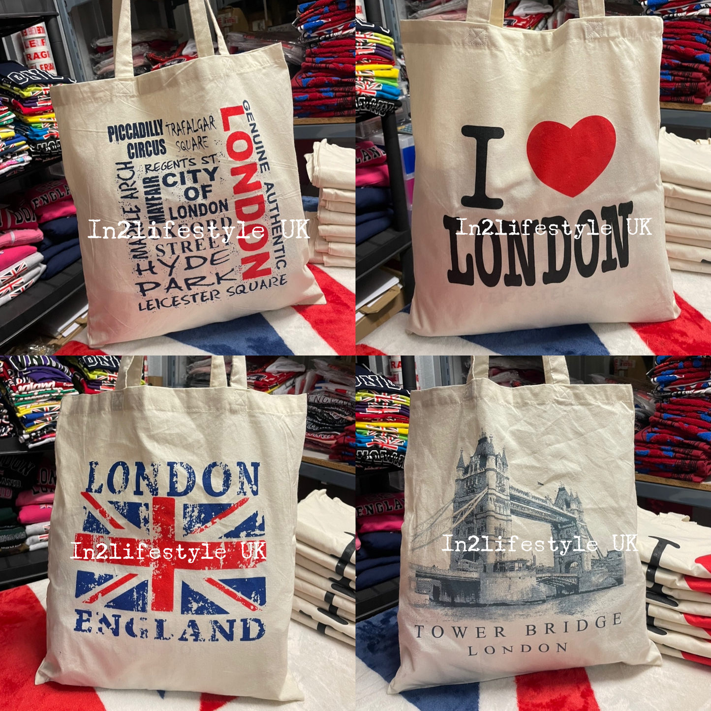 London Souvenir Cloth Tote Bags (no zipper)