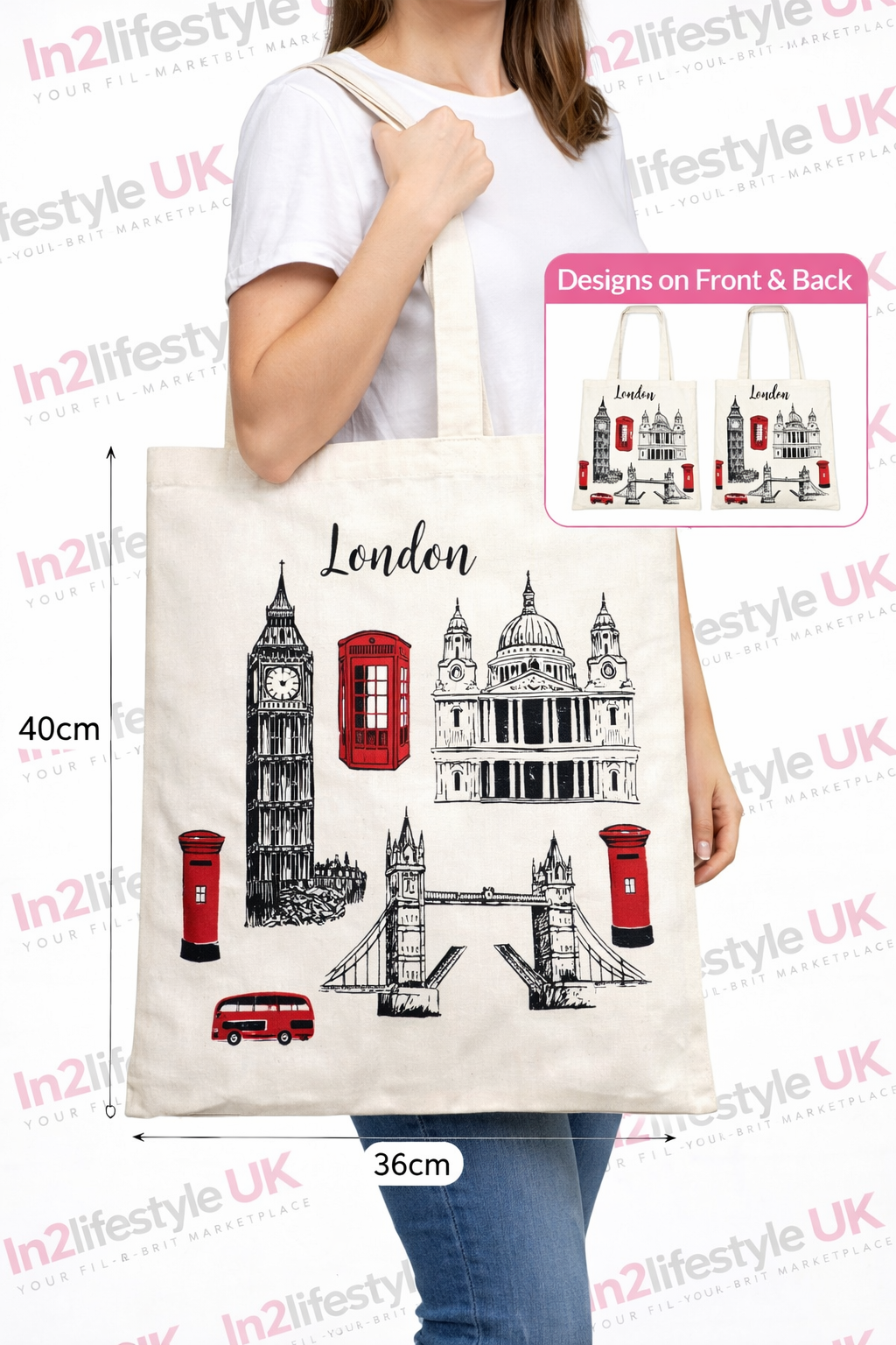 CTDS3 London Double Sided Print Tote Bag