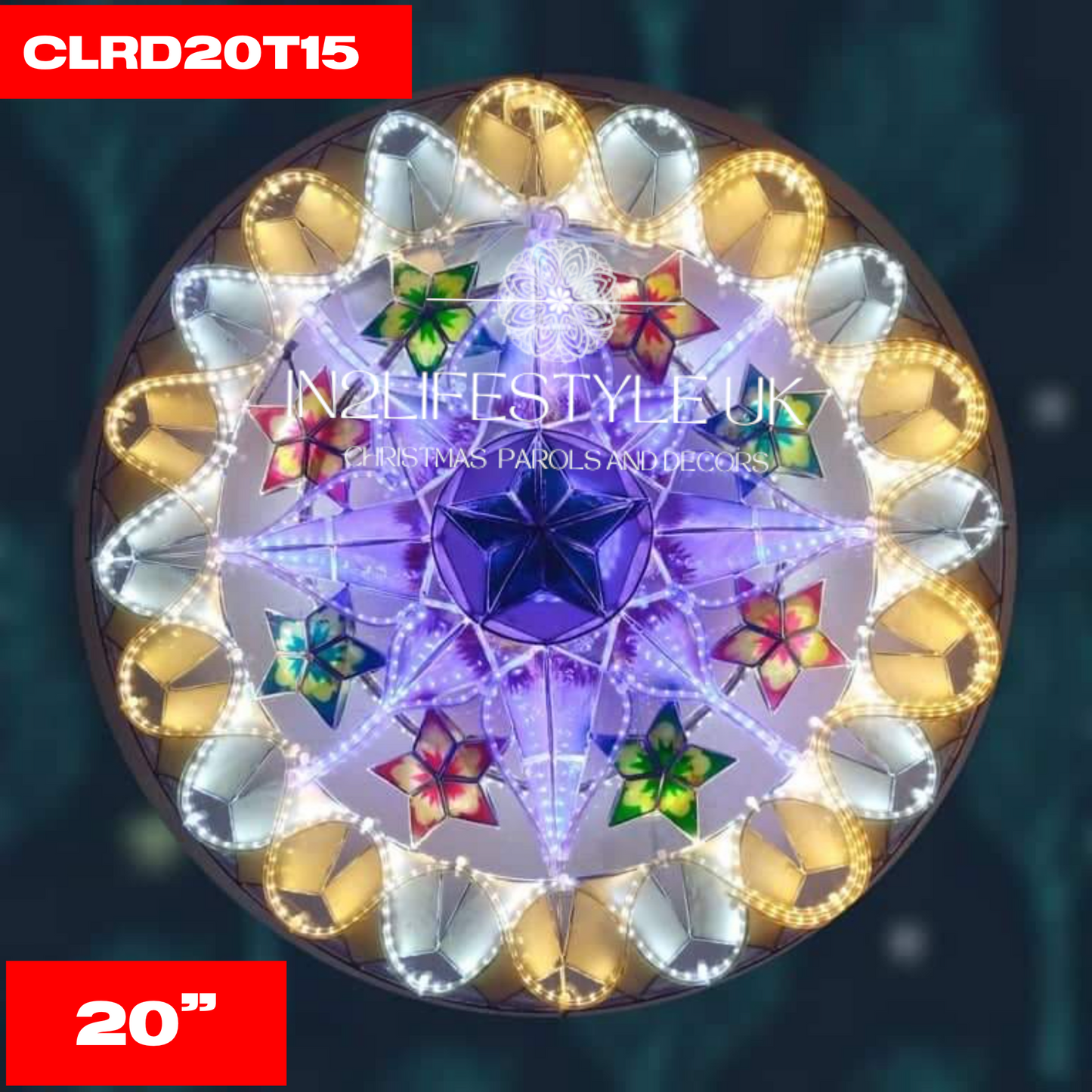 20" UKCA / CE Marked Capiz Christmas Parol