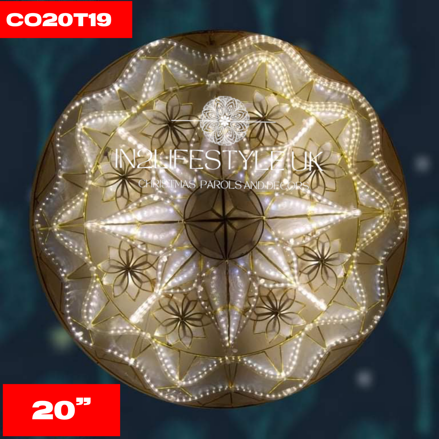 20" UKCA / CE Marked Capiz Christmas Parol