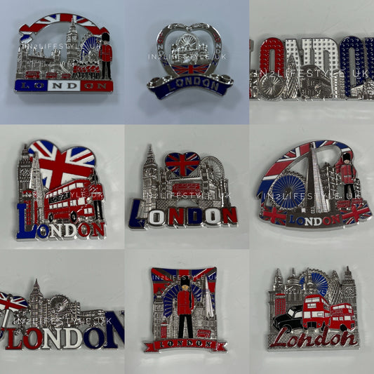 SILVER Metal London Fridge Magnets