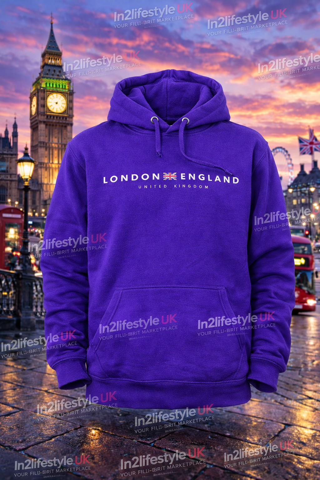 LPH3 London Printed Adult Hoodies