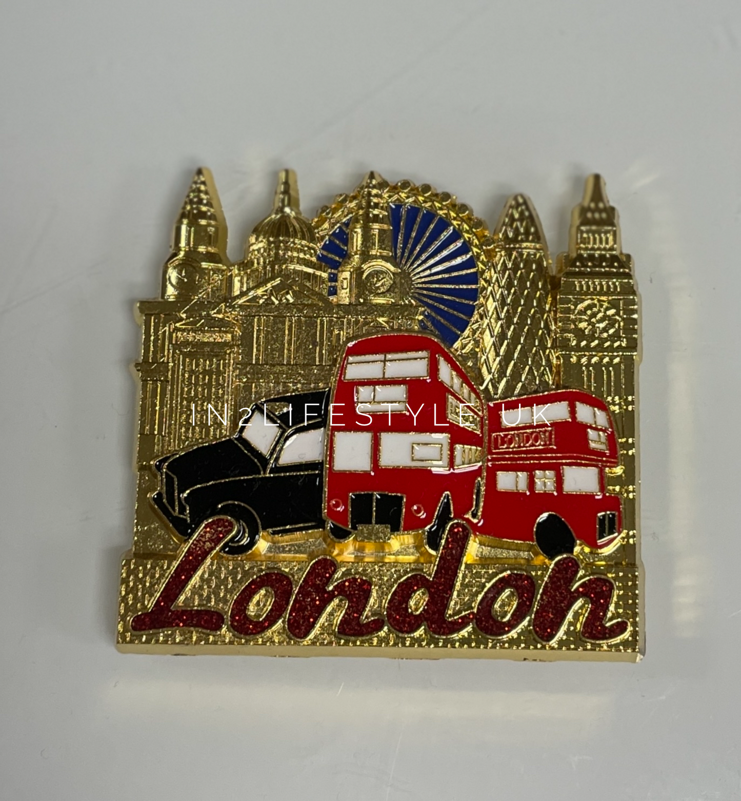 GOLD Metal London Fridge Magnets