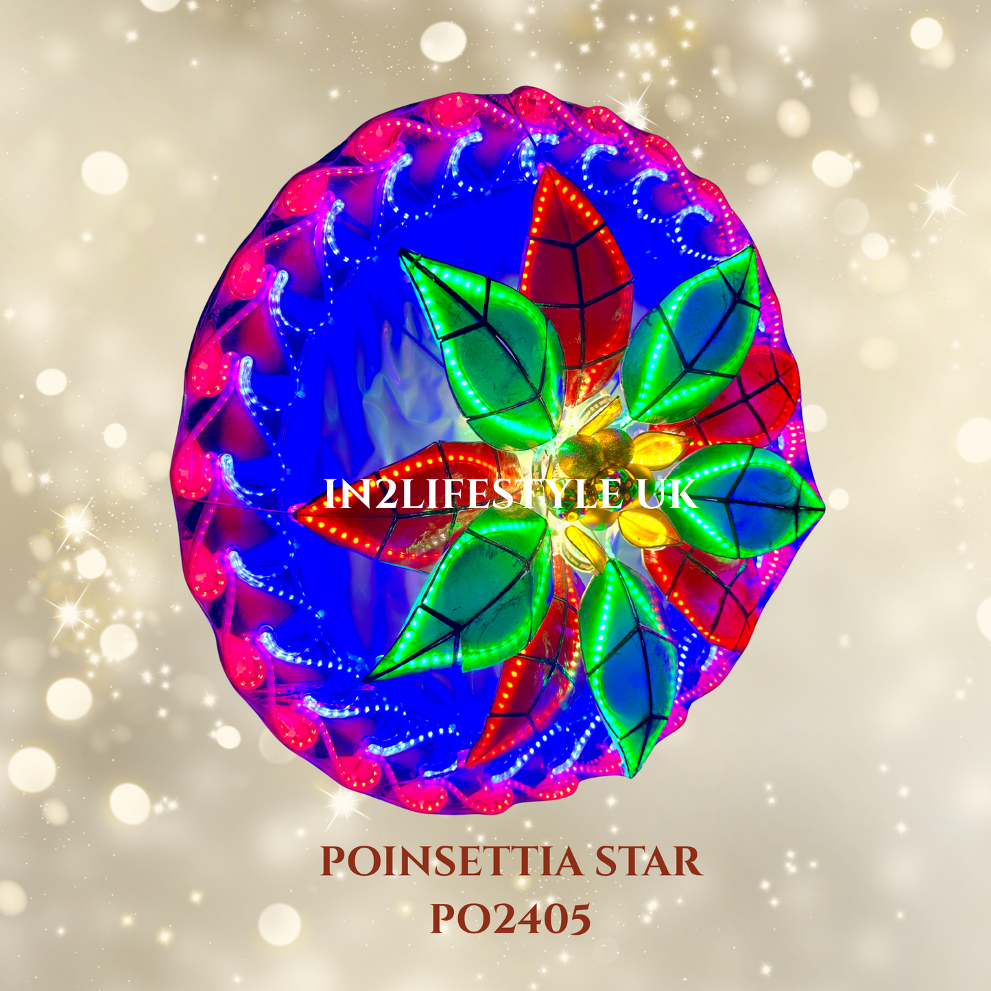 PO2405 Poinsettia Star Capiz Christmas Parol (UKCA / CE Certified)