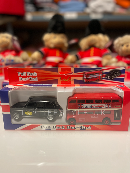 2pcs London Bus and Black Cab Pullback