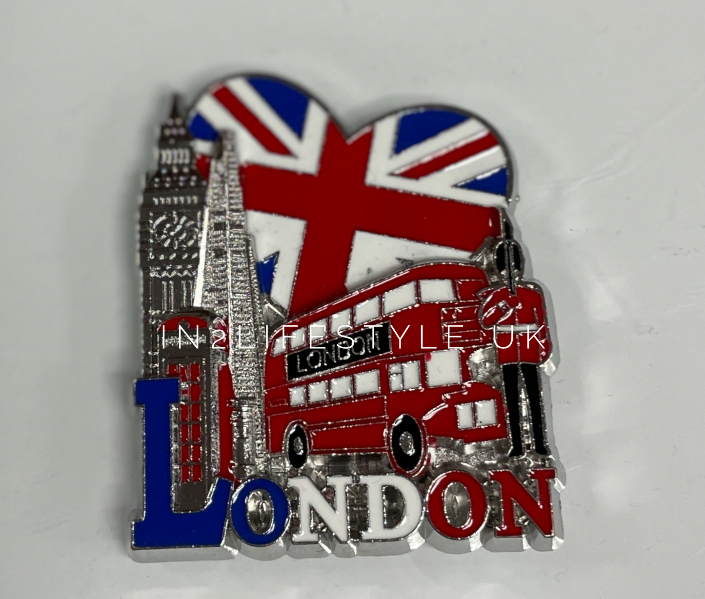 SILVER Metal London Fridge Magnets