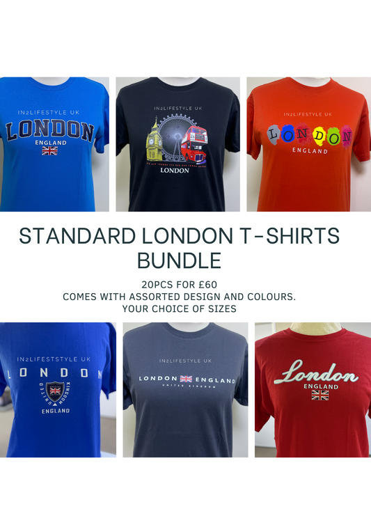 20 pieces for £60 Assorted London Souvenir Standard T-shirt Bundle