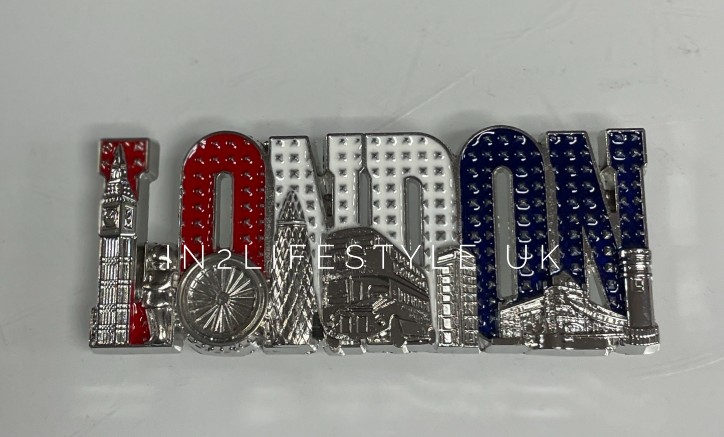 SILVER Metal London Fridge Magnets