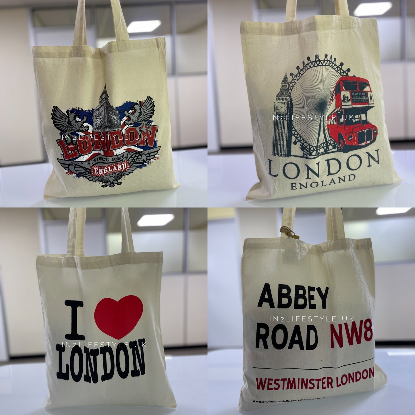 London Souvenir Cloth Tote Bags (no zipper)