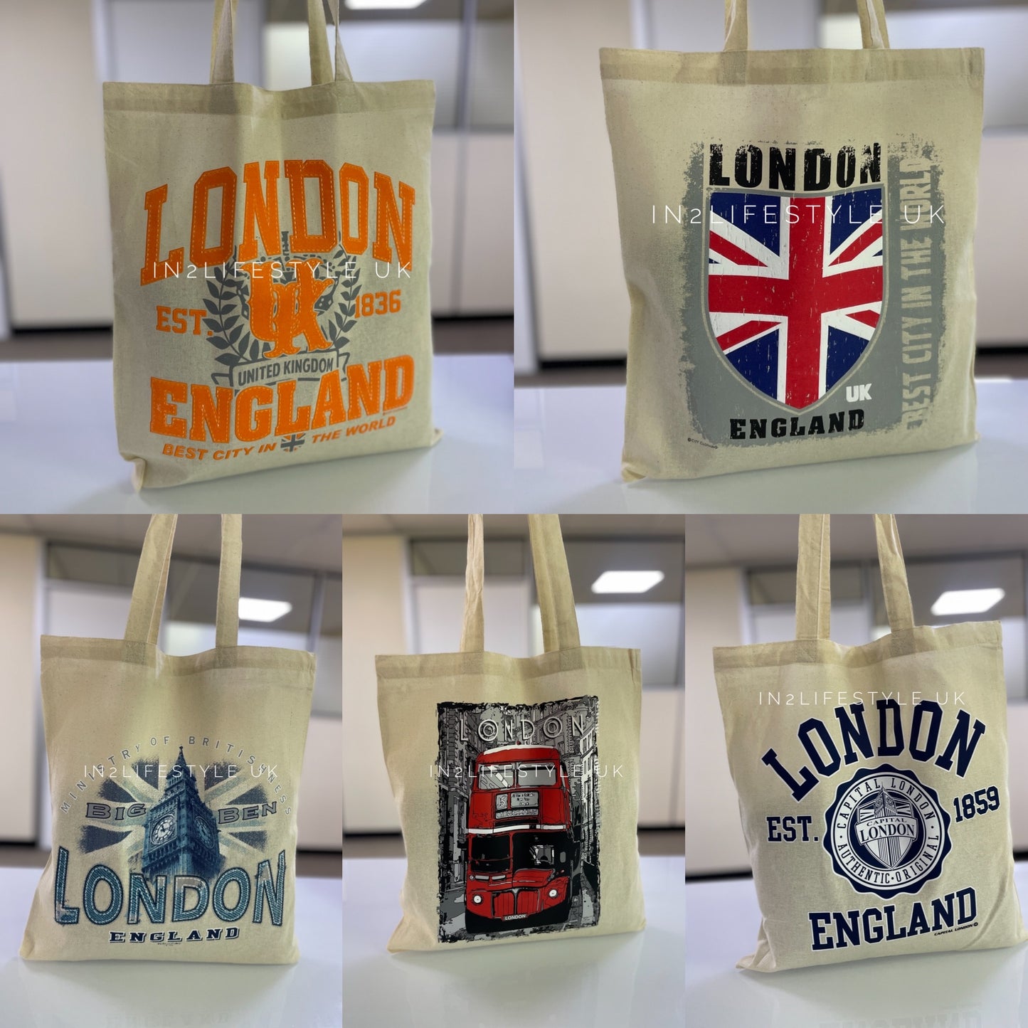 London Souvenir Cloth Tote Bags (no zipper)