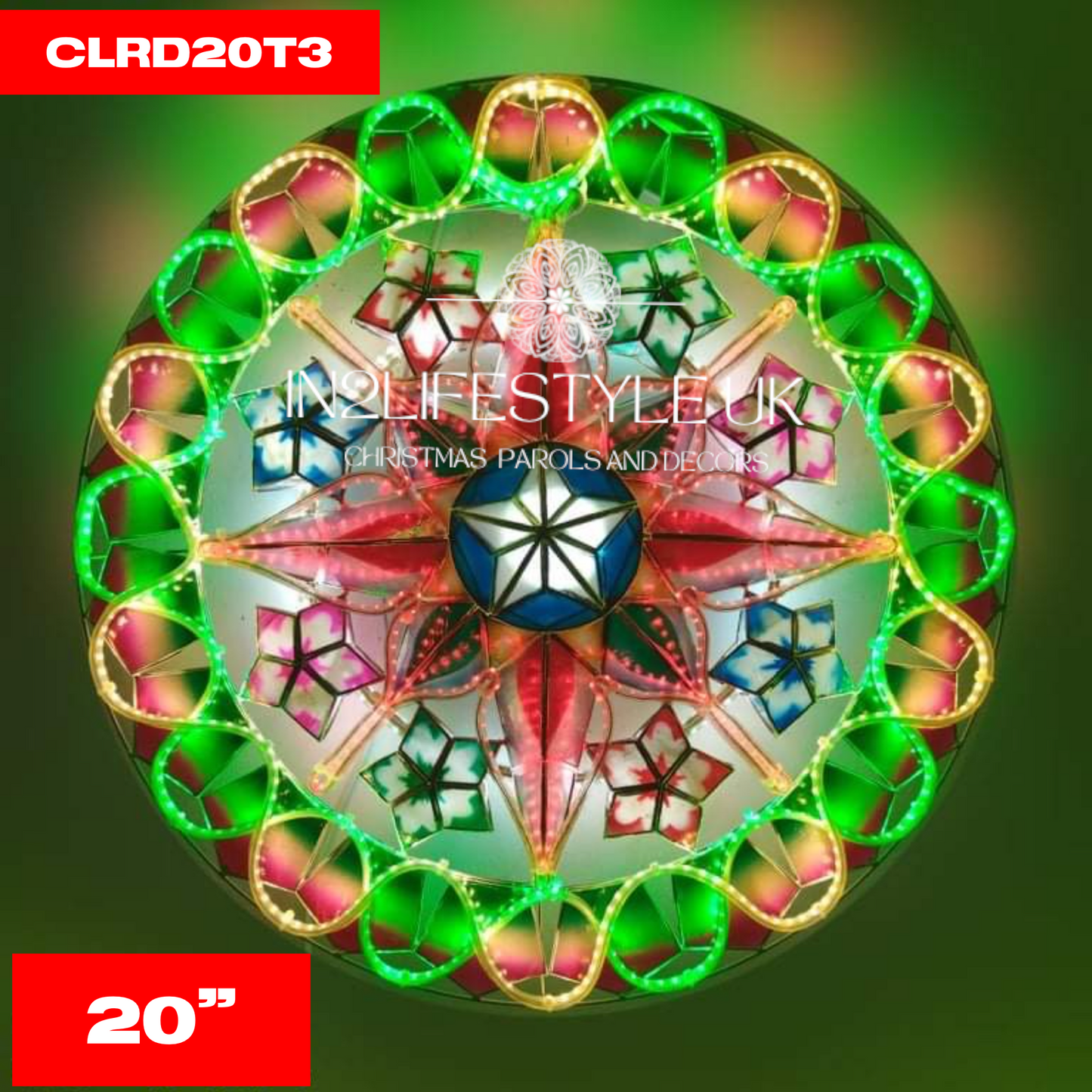 20" UKCA / CE Marked Capiz Christmas Parol