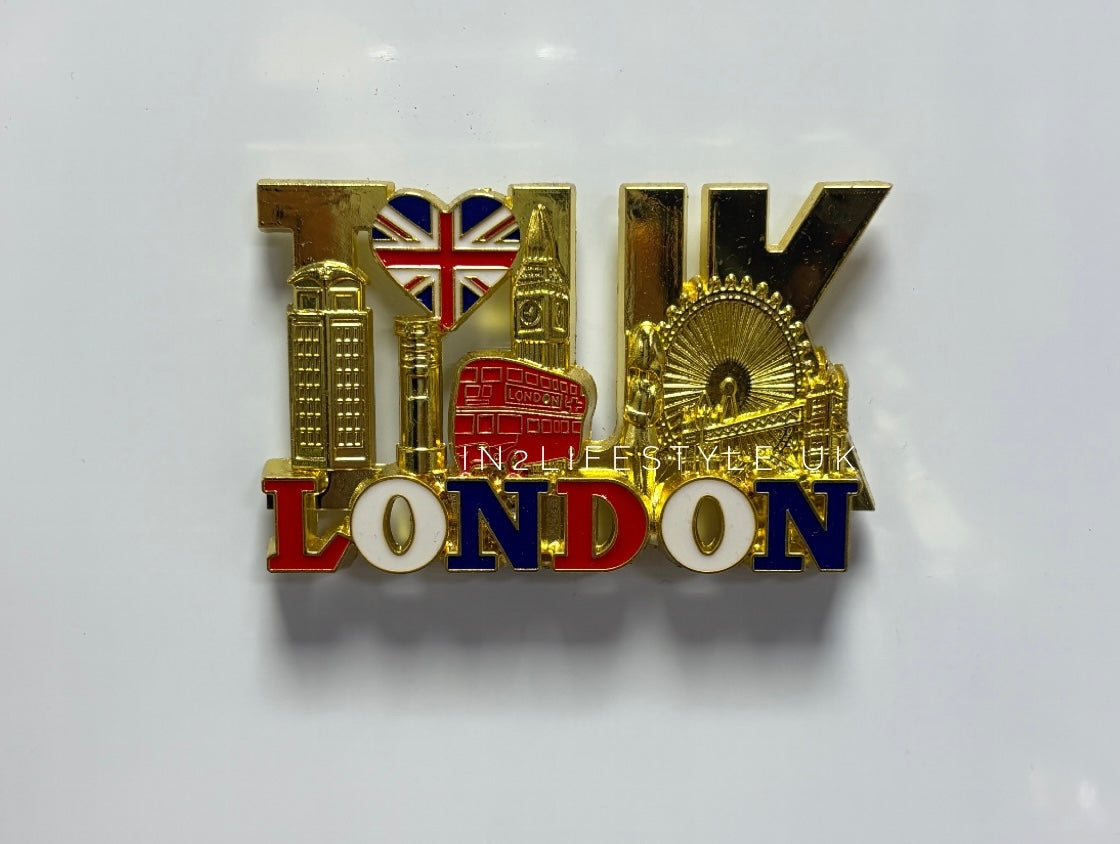 London Gold Metal Fridge Magnet MM104