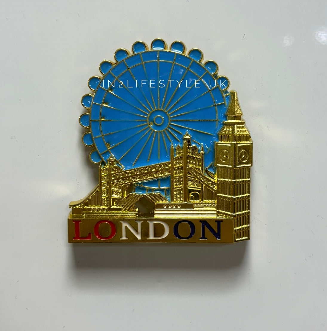 London Gold Metal Fridge Magnet MG136A