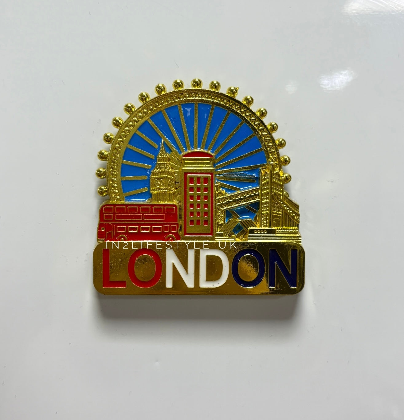 London Gold Metal Fridge Magnet MG137A