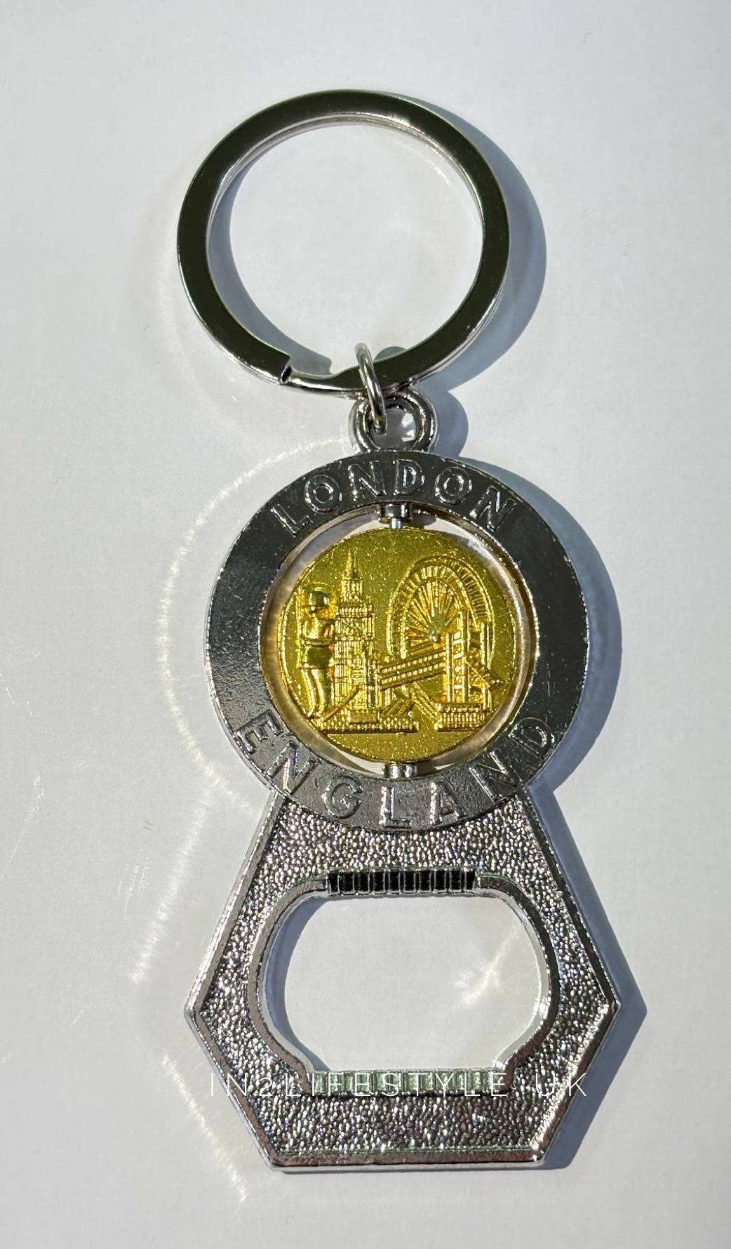 London Silver Bottle Opener Keyring KR105A