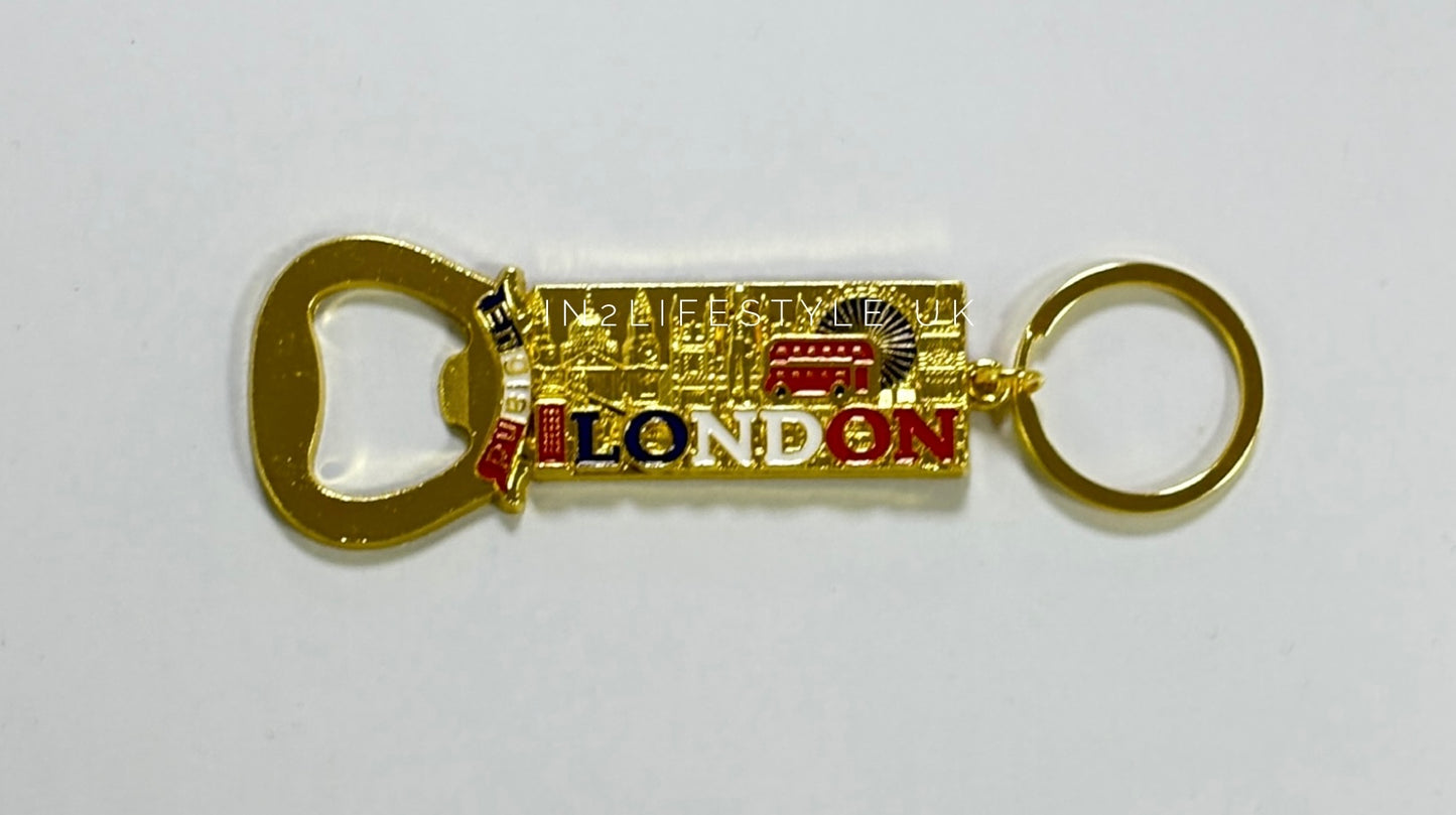 London Gold Bottle Opener Keyring KR202A
