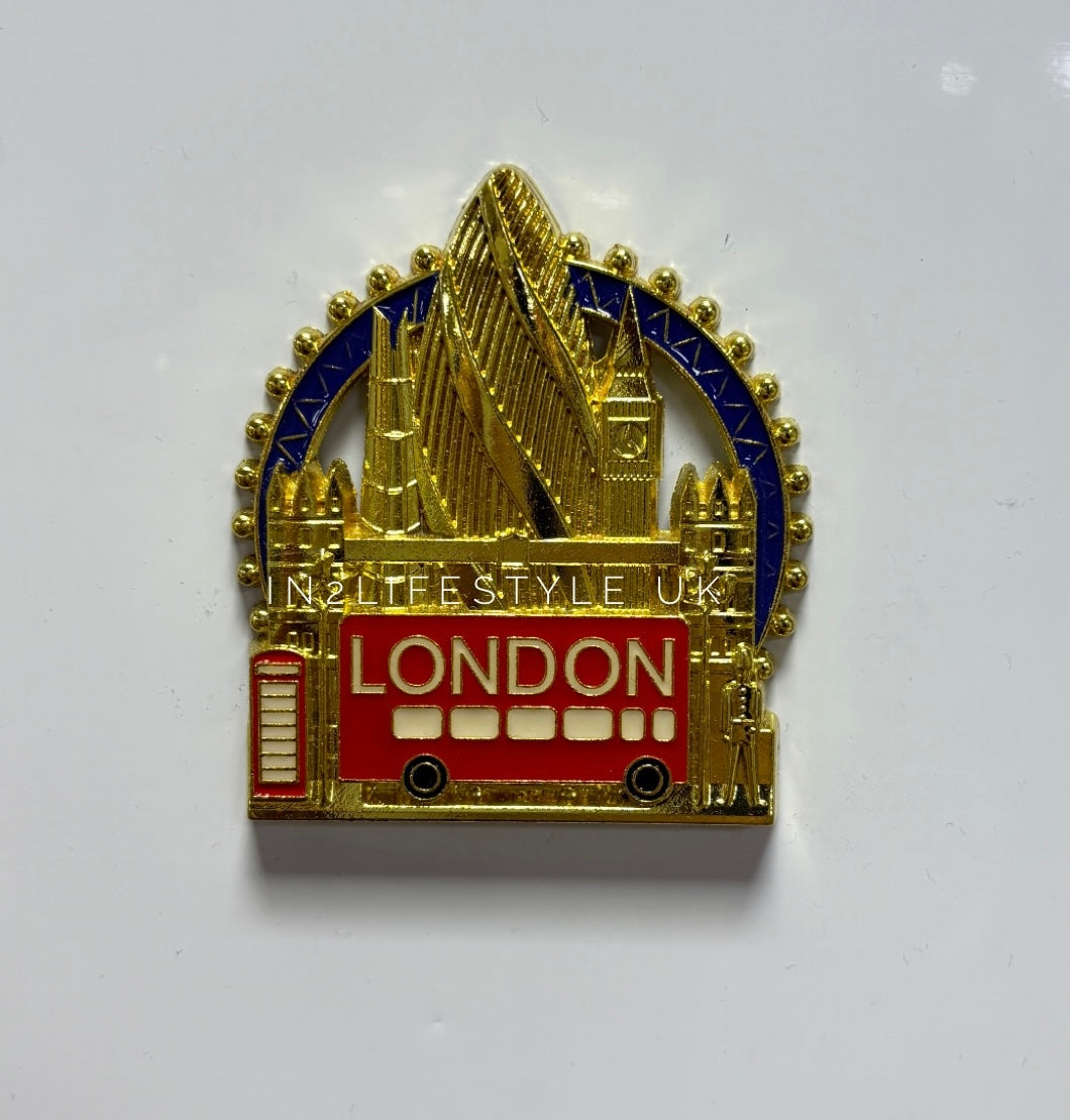 London Gold Metal Fridge Magnet MM109