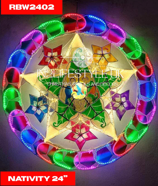 24” UKCA/ CE Marked Rainbow Nativity Capiz Christmas Parol (Copy)